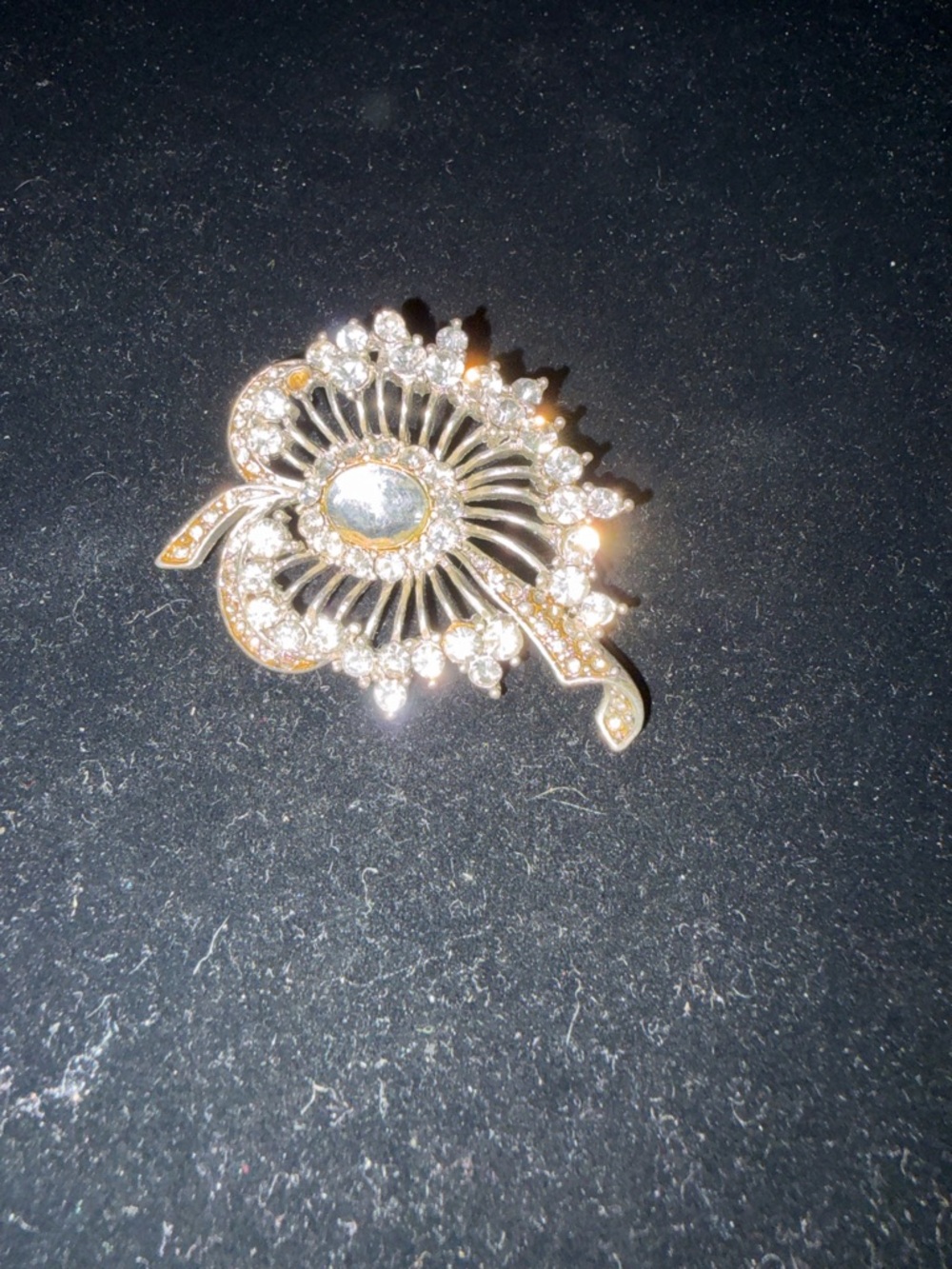 Gold-Tone Crystal Floral Brooch Pin - Elegant Women’s Jewelry